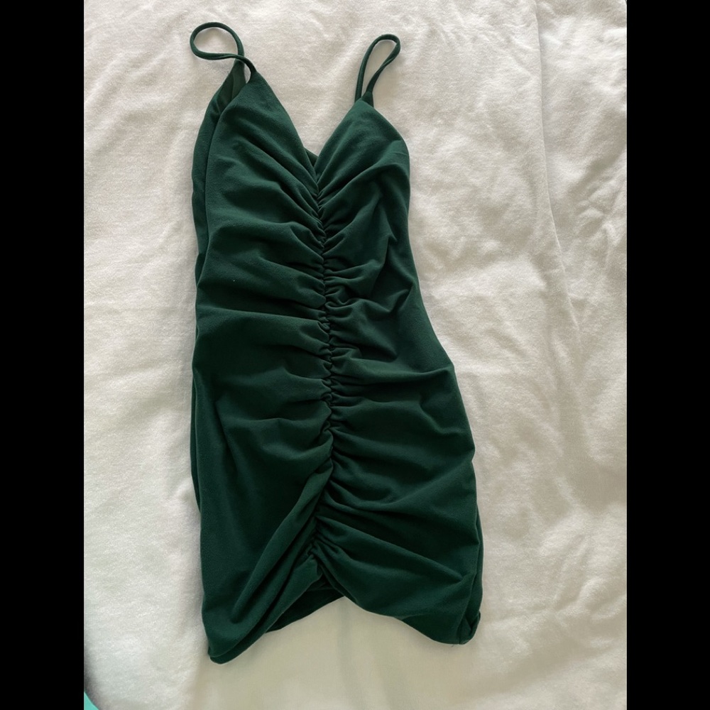 Green rouched dress